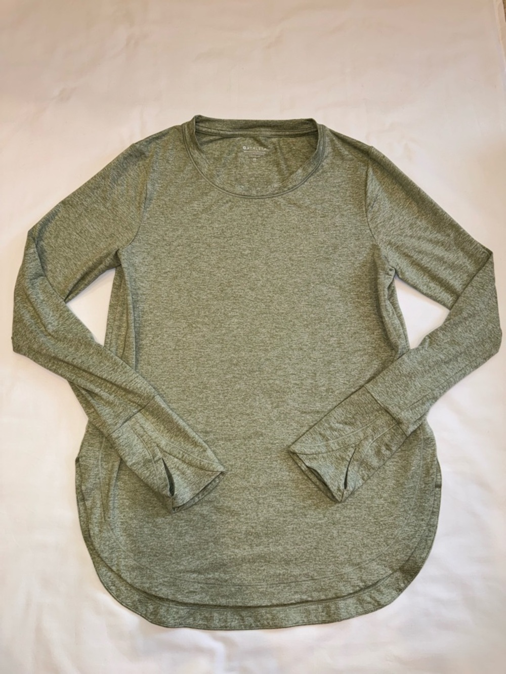 Athleta Olive Heather Long Sleeve Crew Top XS